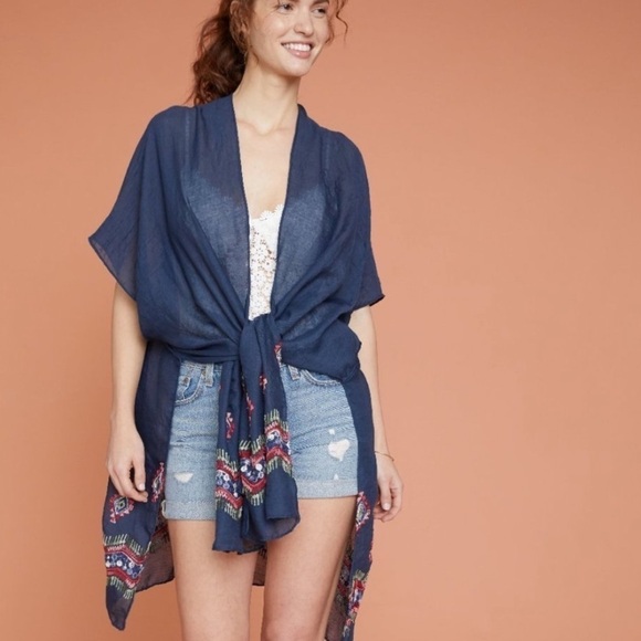 Summer & Rose Embroidered Boho Aztec Kimono OS - Picture 3 of 8